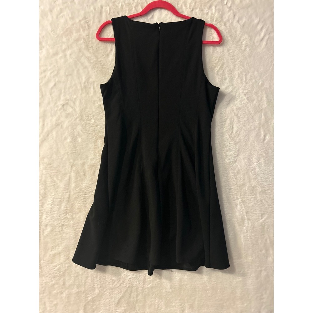 Donna Morgan Womens Sleeveless Fit and Flare Black Cocktail Dress Round Neck - Picture 3 of 6